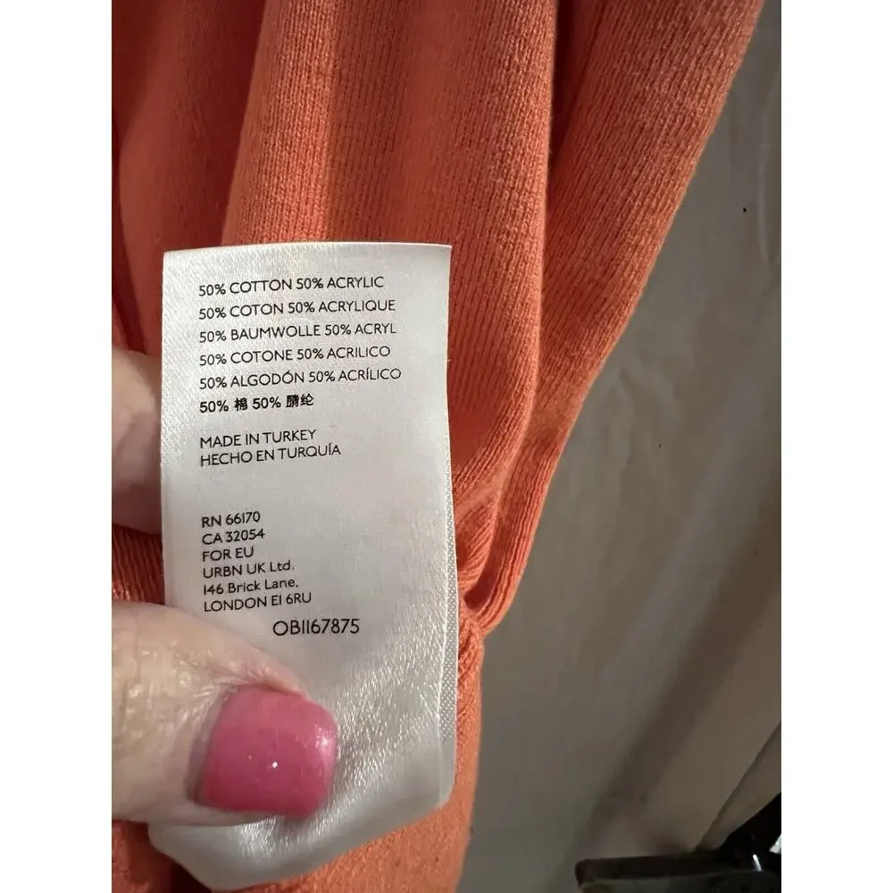 By Anthropologie Orange Faux Button Down Tank Sweater Sz L Lightweight - Picture 6 of 6